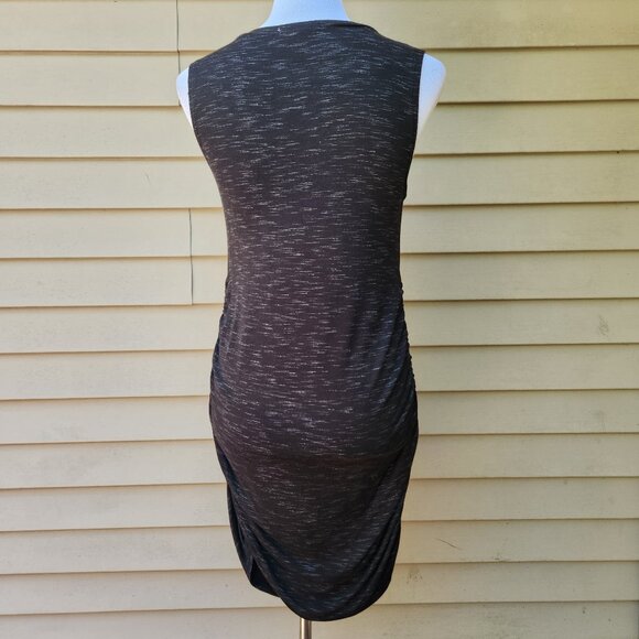 Antistar Black Marled Bodycon Dress Ruched Sides Sleeveless Crewneck - Picture 9 of 13